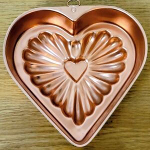 Vintage Heart Shaped Copper Jello Mold